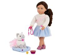 Our Generation - 18-Inch Doll & Kitten Set - Mindy and Pepper Fashion Doll with Pet Cat Plush Toy & Doll Accessories