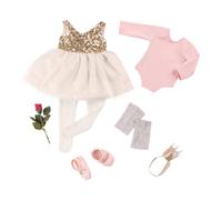 Our Generation Opening Night Outfit - Deluxe Ballerina Fashion Outfit with Headband Crown for 18-inch Dolls - 7 Piece Ballet Clothing and Accessory Set