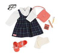 Our Generation Perfect Score Outfit - Deluxe Stylish School Uniform Outfit for 18-inch Dolls with Classroom Supplies - 8 Piece Clothing and Accessory Set