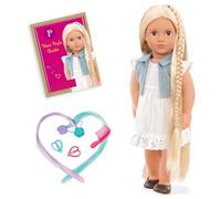 Our Generation Phoebe 18-Inch Hair Play Doll with Hair Extensions, Dolls | Blonde 18-inch doll with hazel eyes that open and close, 11 pieces with comb, clips, booklet, and braid play, Dolls, 3+ Years