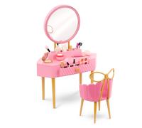 Our Generation - Pink Vanity Table and Chair Set - Makeup & Mirror - 18" Doll Accessories - Imaginative Play - Toys for Kids 3 and Up - Fabulous Play