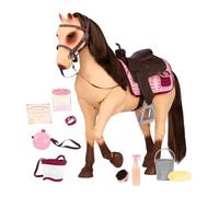 Our Generation Posable Morgan Horse - Beautiful 20-inch Brown Toy Horse with Articulated Posable Legs - Includes 12 Piece Accessory Set