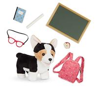 Our Generation Preschool Pup - Poseable Pembroke Welsh Corgi Puppy with School Supplies for 18-inch Dolls - 6-inch Pet Dog Plush