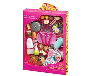 Our Generation - R.V. Seeing You Camper Accessory Set - Toy Food - Cooking Set - 18-Inch Doll Accessories - Pretend Play - Toy for Kids 3 Years +