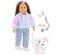 Our Generation - Skylar & Bow - 18-Inch Doll & Pet Puppy Set - Rainbow Dog Plush Stuffed Animal - Pet Care Accessories - Pretend Play - Toy for Kids 3 Years & Older