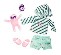 Our Generation Sleepy Sloth Outfit - Pyjama Outfit and Plush for 46 cm Dolls, Sloth Plush Toy, Sleep Accessories, Hooded Pajama Outfit