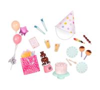 Our Generation Sweet Celebration Doll Party Accessories Birthday Play | play pieces with cake, balloons, party hat, invitation, play food, plates, forks and gift bag for 18-inch dolls, 20+ Years