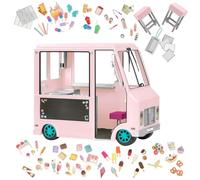 Our Generation Sweet Stop Ice Cream Truck (Pink) - Ice Cream Van Playset for 18-inch Girl Dolls - Includes 129 Accessories