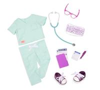 Our Generation - Sweet Surgeon - Scrubs Outfit - Doctor Accessories - 18-Inch Doll Clothes - Pretend Play - Toy for Kids 3 Years +