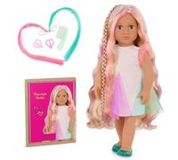 Our Generation - Tessie -inchFrom Hair to There-inch - Lifelike Hazel Eyes & Ultra-Long Rainbow Hair - Extendable Braid & Styling Accessories - Pretend Play - Toy for Kids 3 Years +