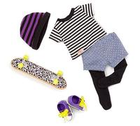 Our Generation That’s How I Roll Outfit - Skater Girl Outfit with Leopard Print Skateboard for 18-inch Dolls - 6 Piece Skateboarding Clothing and Accessory Set