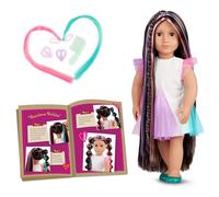 Our Generation - Tina -inchFrom Hair to There-inch - Lifelike Brown Eyes & Ultra-Long Rainbow Hair - Extendable Braid & Styling Accessories - Pretend Play - Toy for Kids 3 Years +