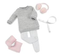 Our Generation Winter Style Outfit - Earmuffs & Sweater Dress for 18 inch Dolls, Winter Clothing Accessories for Fashion Dolls, 5 Piece Set, Doll Outfit for Kids Ages 3+