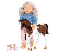 Our Generation YANIRA 46 cm Doll with Pet Foal, Kids Play Doll and Pet set, Pretend Playset with Foal, Bucket, Bottle and other accessories for Kids Ages 3 & Up
