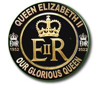 OUR GLORIOUS QUEEN..RIP QUEEN ELIZABETH II- REIGN COMMEMORATIVE BADGE - 55 MM/2.2''DIA, Multicoloured