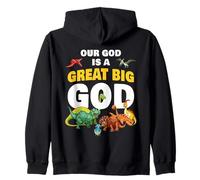 Our GOD is a Great Big GOD - Christian Faith Kids Dinosaur Zip Hoodie