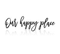 Our Happy Place Metal Wall Sign Decor - Laser Cut Words, Patio & Home Decor for Living Room, Bedroom, Kitchen, Bathroom & More