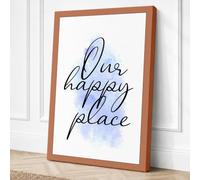 Our Happy Place Minimalist Canvas Wall Art Print 18x12 Inch