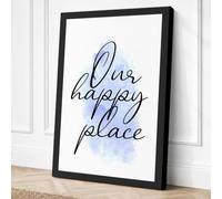 Our Happy Place Minimalist Canvas Wall Art Print 24x16 Inch
