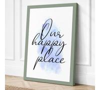 Our Happy Place Minimalist Canvas Wall Art Print 24x16 Inch