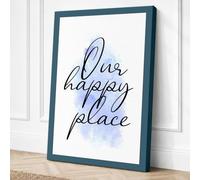 Our Happy Place Minimalist Canvas Wall Art Print 30x20 Inch