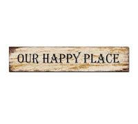 Our Happy Place Tin Sign,Home Decor,Housewarming Decor Gift,Wedding Decor Gift,Bedroom Sign 4x16 Inch