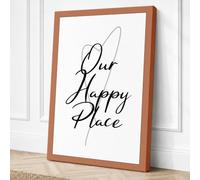 Our Happy Place Typography Canvas Wall Art Print 30x20 Inch