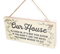 Our House Is Lived In Sign, Leafy Scroll Decor