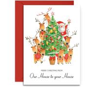 Our house to your house Christmas Card - Decorating the Tree - Medium Sized Card (A5 Size -148mm x 210mm) with Envelope