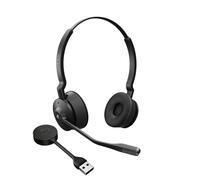 Our Jabra Engage 55 Stereo Headset is designed for professional-sounding conversations - wherever and whenever you work. With a lightweight on-ear headband, it has a low clamping force to minimise pressure and provide maximum comfort all day long. The highlight of our Engage 55 headphone is that you can now make calls without being tied to a base, thanks to the innovative Link 400 USB DECT adapter. This particularly bendable and practical device is pre-paired and can be taken anywhere. Simply plug it into your laptop and start making calls while moving freely (within 490 ft/150 m of your laptop) for additional mobility. With the security-certified DECT adapter, Engage 55 not only has up to 15 times the wireless range of a conventional Bluetooth device, but also keeps your conversations extra secure thanks to military-grade 256-bit encryption algorithms.In addition, it has various features such as wideband audio for a more pleasant calling experience. That's not all, the built-in noise-cancelling microphone suppresses ambient noise, and an adjustable Sidetone ensures that you hear your own voice on calls without having to shout, reducing call fatigue. Furthermore, it is equipped with a Busylight that signals to your colleagues or others nearby when you are on a call, preventing interruptions. On top of that, your ears are reliably protected thanks to SafeTone 2.0, PeakStop, and IntelliTone 2.0 hearing protection technology - preventing sudden loud sound spikes and general sound exposure. For even more flexibility at work, it is certified to work with Microsoft Teams and has a battery life of up to 13 hours, which can be easily recharged during calls. It also comes with a 2-year warranty.JabraTechnology for Life’s new rhythm.Whatever you’ve got going on, we’ve got just the thing. So find your rhythm and start enjoying life on your own terms.