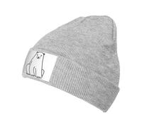 Our knitted hats with polar bear print are not only warm, but also fashionable (6 colours), grey, one size, gray, One Size