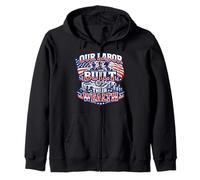Our Labor Built their Wealth - Standard Red White and Blue Zip Hoodie