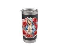 Our Lady Blessed Mother Mary Beautiful Roses Catholic Art Stainless Steel Insulated Tumbler