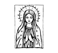 Our Lady Hand Drawn Image of Virgin Mary Wall Decals 32x48cm Art Decoration Black