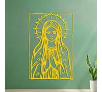 Our Lady Hand Drawn Image of Virgin Mary Wall Decals Can Modify and add Information 35x52.6cm Yellow