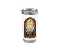 Our Lady Marian Apparition Catholic Mosaic Devotional Art Stainless Steel Insulated Tumbler
