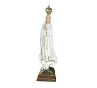 Our Lady of Fatima Religious Statue, White and Gold, Hand-Painted withGlass Eyes, Gemstones and Removable Crown 35cm