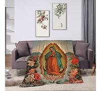 Our Lady of Guadalupe Fleece Blanket Throw Blanket, Ultra-Soft Cozy Micro Fleece Blanket for Sofa, Couch, Bed, Camping, Travel, & Car Use-All Seasons Suitable80 X60