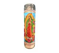 Our Lady of Guadalupe Glass Prayer Candles, 8", Devotional Candles