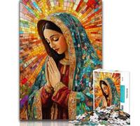 Our Lady of Guadalupe Praying Jigsaw Puzzles for Adults Teenagers Jigsaws Puzzle,Educational Games Home Decoration Suitable for Desktop Decoration (75x50cm)