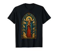 Our Lady of Guadalupe Stained Glass Value Graphic T-Shirt, Men, Black, XL