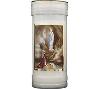 Our Lady of Lourdes candle 72 hour burn Novena Prayer Saint Catholic 15cm White