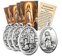 Our Lady of Lourdes Medal Oval Italian St Bernadette USA Made Card 5 Each