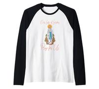 OUR LADY OF LOURDES PRAY FOR US. VIRGIN MARY Raglan Baseball Tee