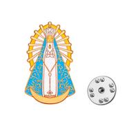 Our Lady of Luján Enamel Lapel Pin Virgin Mary Catholic Religious Devotional Brooch, 0.75*1.22in, Stainless Steel, no gemstone