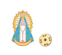 Our Lady of Luján Enamel Lapel Pin Virgin Mary Catholic Religious Devotional Brooch, 0.75*1.22in, Stainless Steel, no gemstone