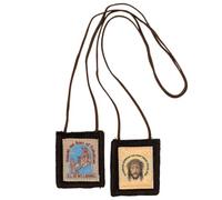 Our Lady of Mount Carmel and The Holy Face of Jesus | Brown Scapular Necklace | Great Catholic Gift for First Holy Communion or Confirmation