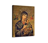 Our Lady of Perpetual Help Wall Decor Russian Orthodox Icon Picture Canvas Art HD Print Wall Art Painting for Bedroom Living Room Decoration Poster with Frame Ready to Hang(14''Wx20''H)