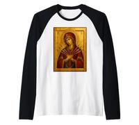 Our Lady of Sorrows Icon - the Seven Swords of Mary Raglan Baseball Tee