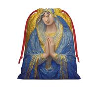 Our Lady Praying In The Sunlight Soft Velvet Christmas Drawstring Bag Reusable Wrapping Sack Xmas Party Present Bag